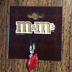 M&M Candy Red Lip Charm gold plated new